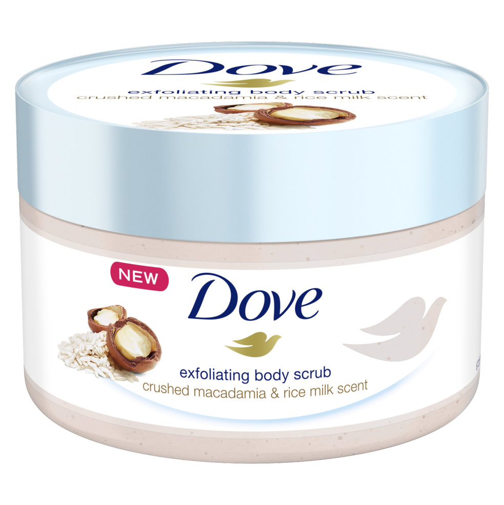 Dove Exfoliating Body Polish Scrub Macadamia & Rice Milk Body Scrub 225ml