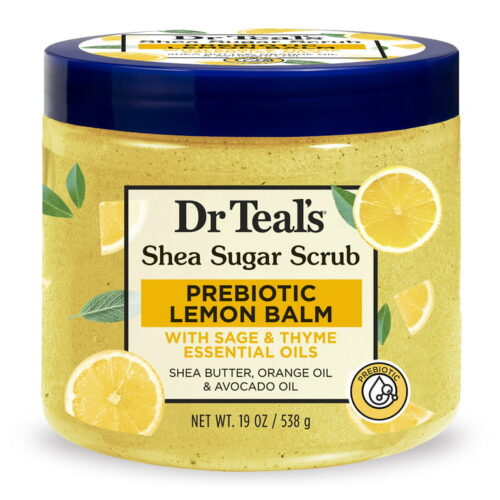 Dr Teal'S Shea Sugar Body Scrub With Prebiotic Lemon Balm And Essential Oils, 19 Oz